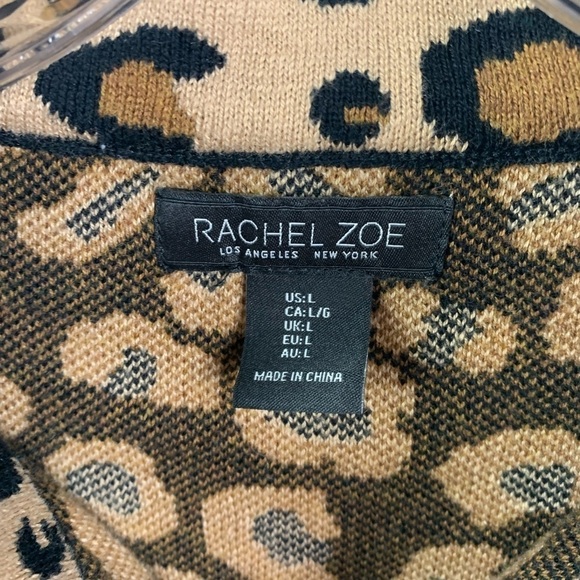 Rachel Zoe LARGE FULL ZIP sweater Mock Neck Animal Leopard - Picture 2 of 7